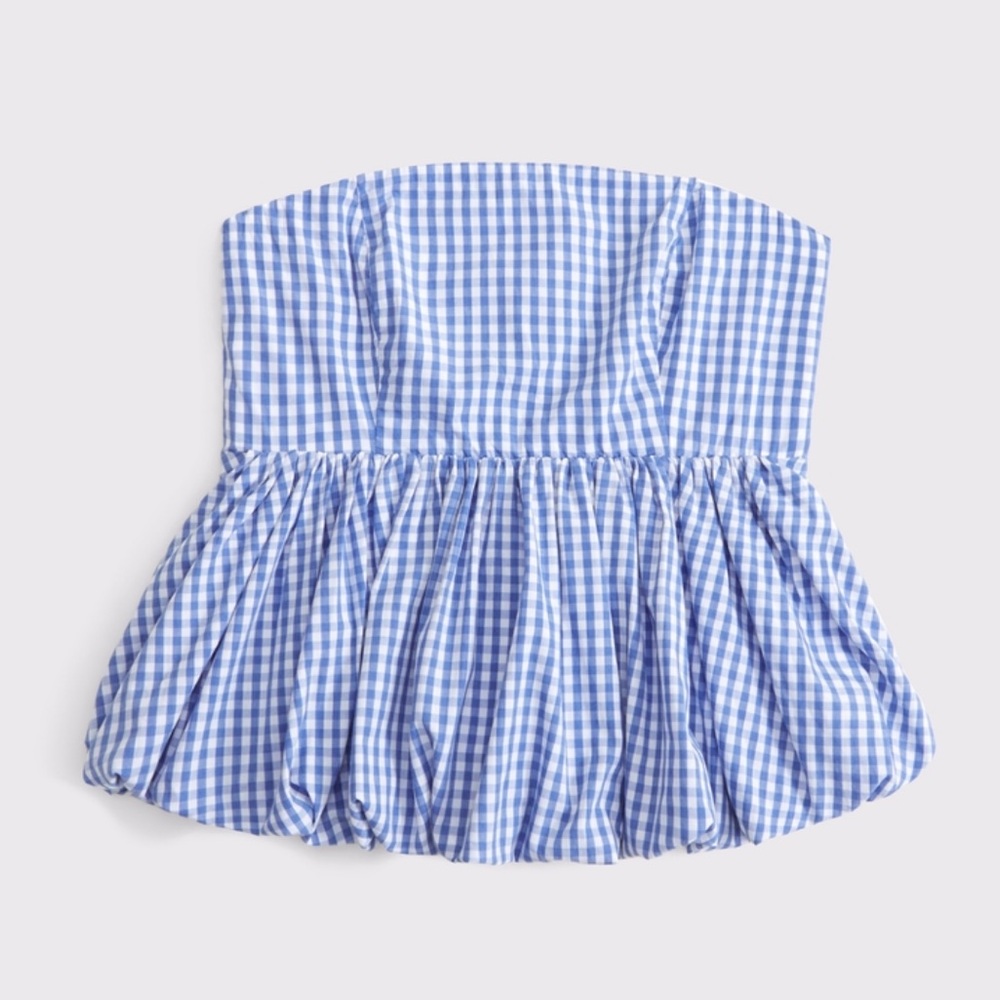 ABERCROMBIE STRAPLESS BUBBLE HEM TOP SIZE MEDIUM